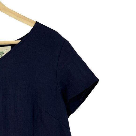 Nurture X-Large Dress Navy Blue V-Neck Short Sleeve Shift Rayon Nylon Womens - Picture 7 of 10